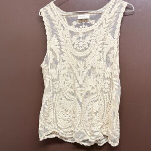 Bobbie Brooks Elegant Lace Blouse in Cream